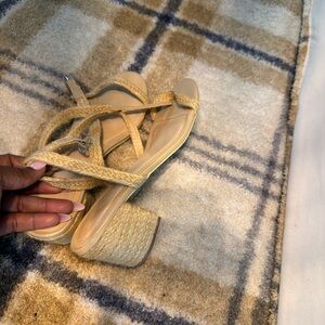 Wild Diva Tan Espadrille Heel Sandals